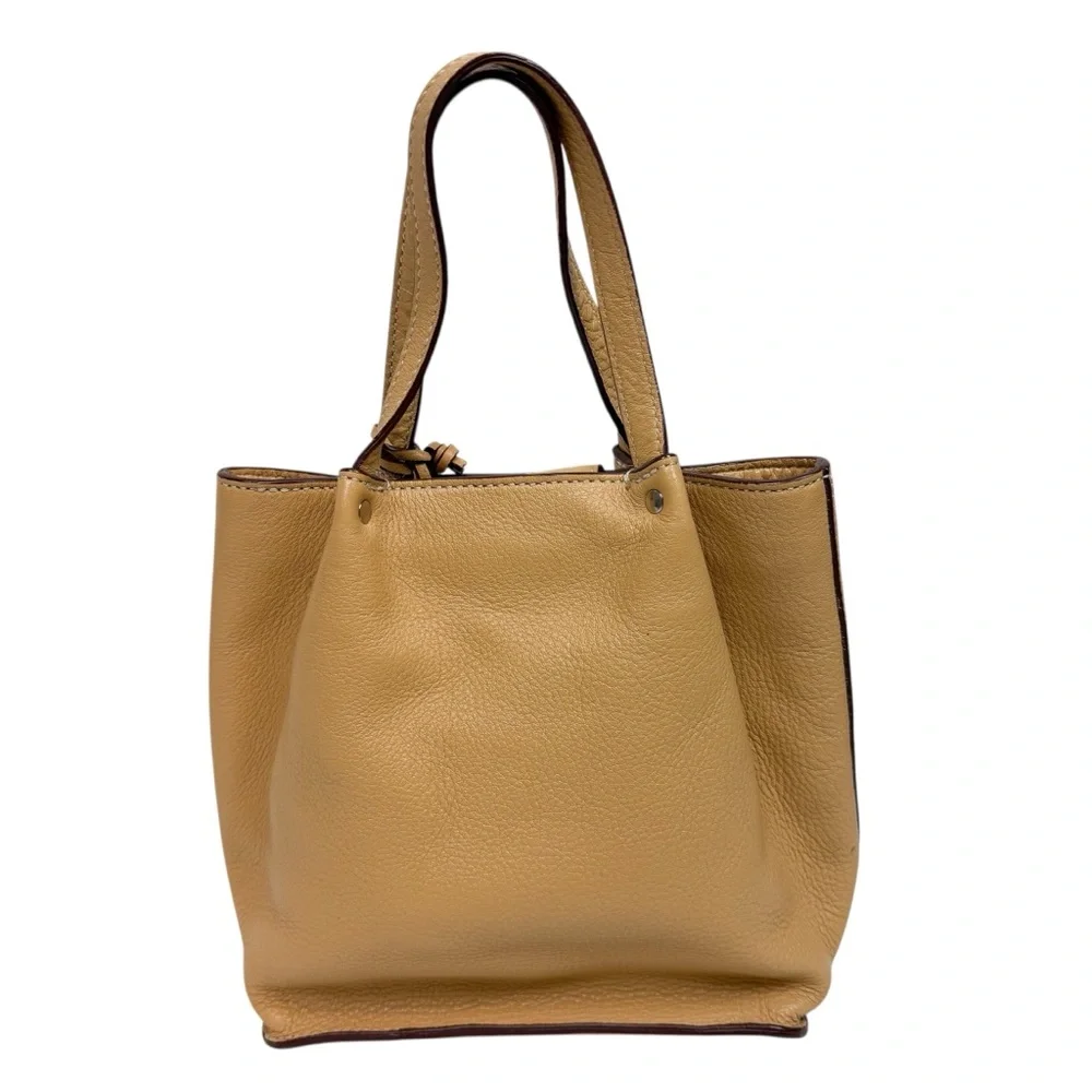 Vintage Talbots Tan Leather Small Top Handle Hobo Bag‎ Minimalist Neutral Purse